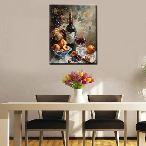 Miniatura 4 de Tucocoo Pintura por números para adultos, pintura al óleo digital de frutas de vino, pintura al óleo digital, kits de pintura de frutas, vino, arte