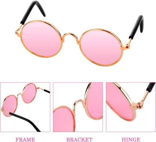 Miniatura 3 de 10 lentes de sol para gatos y perros, gafas divertidas para mascotas, redondas, de metal, pequeñas, clásicas, retro, para mascotas, hippie, lindo