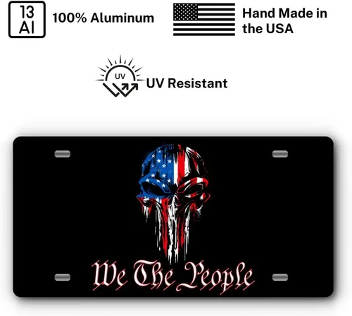 Miniatura 2 de Placa de matrícula patriótica de aluminio para la parte delantera de camiones y automóviles, fabricada en los Estados Unidos, ajuste universal