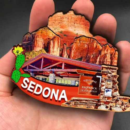 Miniatura 4 de Imán de madera Sedona de Estados Unidos 3D para nevera, recuerdos coleccionables, decoración hecha a mano, artesanías 2