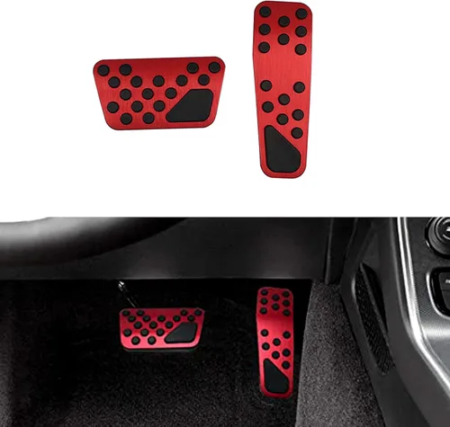 Keptrim kit de acolchonamiento para pedales de acelerador y freno de acero inoxidable para Charger Challenger Chrysler, para Dodge Challenger Rojo