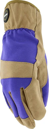 Miniatura 5 de Miracle-Gro MG86206 - Guantes de palma acolchados (bronceado/morado, mediano/grande), palma de cuero sintético, compatible con pantalla táctil