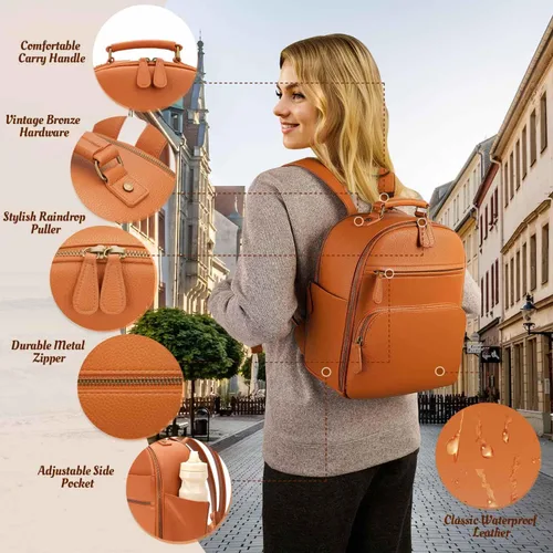 Miniatura 5 de Mochila pequeña para cámara, cuero PU clásico para DSLR, bolsa de cámara profesional para fotógrafos con compartimento para almohadilla/tableta