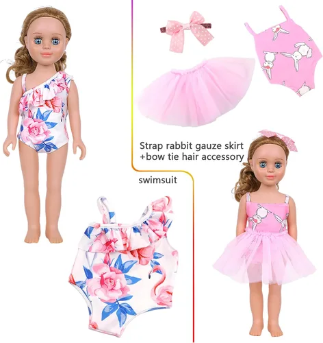 Miniatura 6 de MSYO - 10 juegos de 20 piezas de ropa y accesorios para muñecas de 17 a 18 pulgadas Trajes de muñeca con vestidos, trajes de baño, pijamas