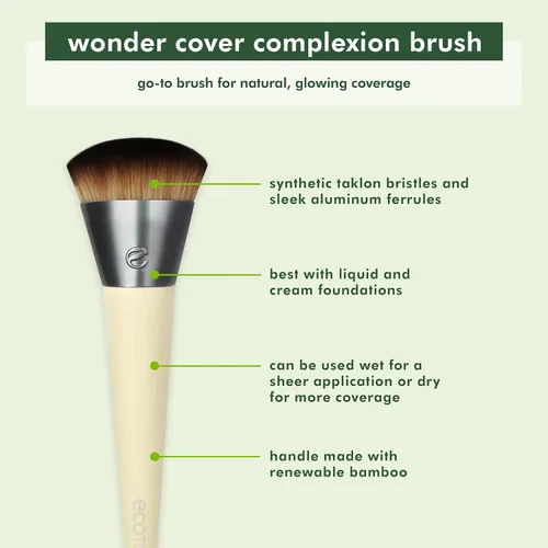Miniatura 2 de EcoTools Wonder Cover - Brocha para cutis, brocha de maquillaje para aplicación y mezcla impecable de base, brocha base de cobertura completa