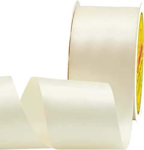 Miniatura 239 de Cinta de satén blanca antigua de doble cara de 1-1/2 pulgadas x 50 yardas, cinta de poliéster para envolver regalos, día de San Valentín, bodas