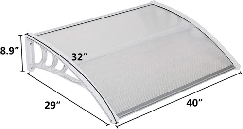 Miniatura 4 de Simply-Me Toldo de policarbonato para ventana de puerta, de 40 x 32 pulgadas, para puerta delantera, patio, exterior, protección UV, lluvia, nieve