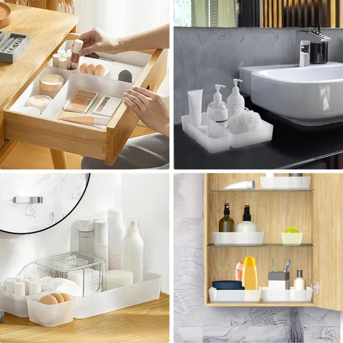Miniatura 6 de Poeland Bandeja organizadora de cajones de 5 piezas, caja de almacenamiento para dormitorio, mesita de noche, cajón, tocador, baño, cajón de cocina