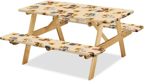 Miniatura 24 de Juego de 3 piezas de mantel de picnic con hojas de arce de pavo y girasol, lavable a máquina, fácil de instalar, funda para mesas y asientos Girasol