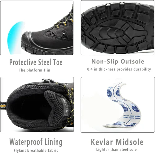 Miniatura 2 de Botas de trabajo para hombres, botas de seguridad impermeables con punta de acero de 6 pulgadas