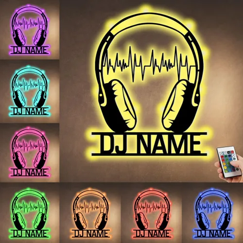 Miniatura 7 de Letrero de neón personalizado para reproductor de DJ, nombre personalizado, auriculares, reproductor de disco DJ, letrero de luz LED de metal