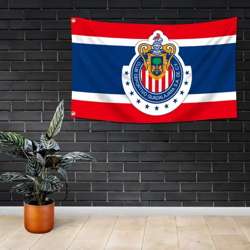 Miniatura 2 de Eksent Bandera de Guadalajara de 3 x 5 pies para fanáticos de Chivas (poliéster 150D brillante y vibrante, diseño de ojales de latón)