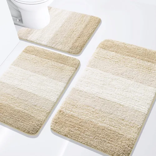 Miniatura 53 de Arotive - Juego de alfombras de baño de 3 piezas, alfombras de baño extra suaves y absorbentes, alfombrillas de baño lavables a máquina y que se