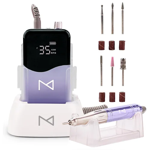 M Mase - Máquina de taladro de uñas profesional - Lima de uñas sin núcleo 2-en-1 - Eléctrica, inalámbrica, 35000 RPM, pantalla HD - Taladro de uñas