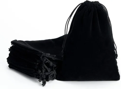 Miniatura 7 de Tendwarm 20 bolsas de terciopelo negro de tamaño mini de 3 x 3.9 pulgadas con cordón para joyas, bolsas de Navidad, regalos de boda