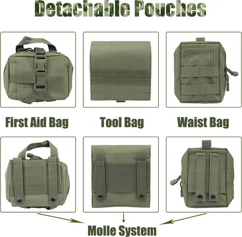 Miniatura 3 de AIWAI Arnés táctico para perro con bolsas, arnés de chaleco para perros grandes y medianos, arnés militar ajustable sin tirones con asa, caminar