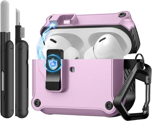 Miniatura 9 de TiMOVO Funda para Airpods Pro 3 (2025) con clip de bloqueo seguro, cubierta dura protectora automática de caída completa para Apple AirPod Pro de 3ª