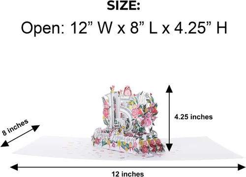 Miniatura 3 de iGifts And Cards Tarjeta desplegable 3D de 15 aniversario – aniversario de boda de 15 años para pareja, recuerdo romántico para marido, esposa