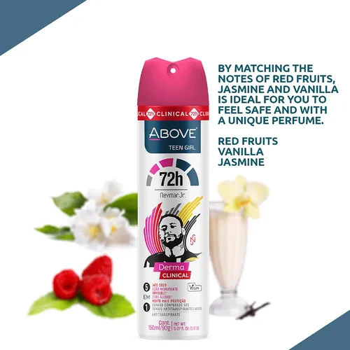 Miniatura 6 de ABOVE 72H - Desodorante en aerosol para todo el cuerpo para mujeres, Neymar Jr Teen Girl, desodorante antitranspirante en aerosol, sin manchas