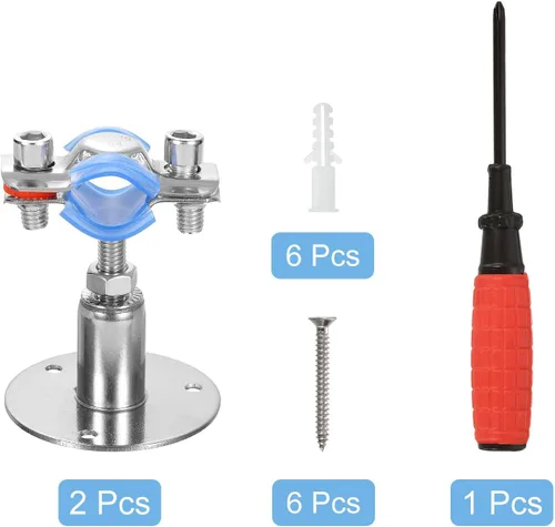 Miniatura 3 de uxcell Soporte de tubería de acero inoxidable para montaje en pared, soporte de tubo de montaje en techo, altura ajustable de 1.181-1.969 in