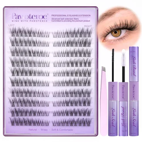 Miniatura 35 de Extensiones de pestañas Pawotence, racimos de 280 piezas, pestañas individuales en racimo, extensiones de pestañas 50D, mezcla de 9-16 mm, racimos
