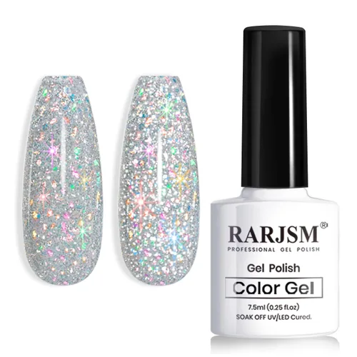 Miniatura 16 de RARJSM Esmalte de uñas de gel con purpurina roja reflectante holográfica, destellos de arco iris, diamantes brillantes, LED, UV, secado con lámpara