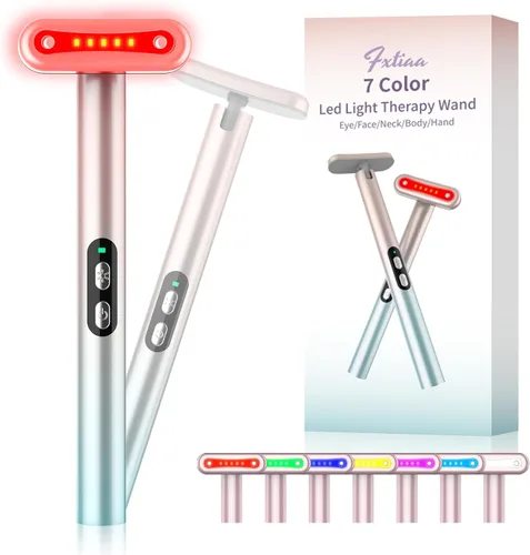 Miniatura 8 de Terapia de luz roja, terapia de luz facial LED, 7 colores, varita de belleza para ojos, masajeador facial rojo para cuidado de la piel y herramienta