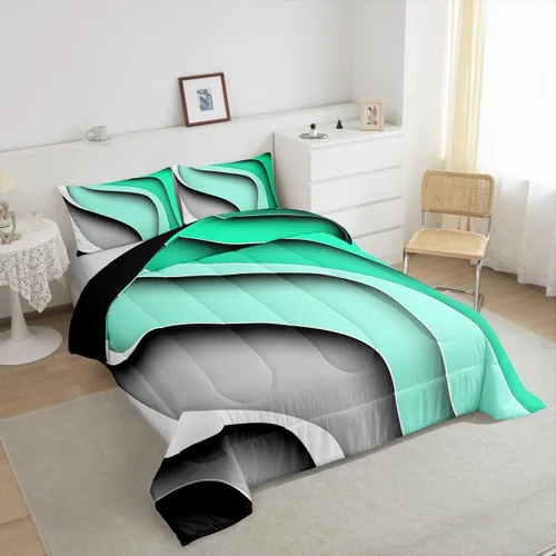 Miniatura 4 de Erosebridal Juego de ropa de cama abstracta tamaño King, juego de edredón de olas oceánicas tropicales, juegos de ropa de cama y colecciones de ropa