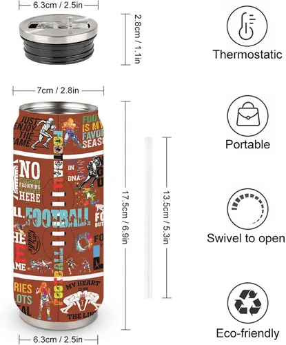 Miniatura 3 de Taza de viaje de fútbol con tapa, regalos para amantes del fútbol, vaso de acero inoxidable al vacío, taza de café, regalos para mujeres y hombres