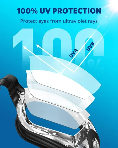 Miniatura 2 de Aegend - Gafas de natación, paquete de 2 gafas de natación sin filtraciones, para adultos, hombres, mujeres y jóvenes Negro claro y rosa rojo claro
