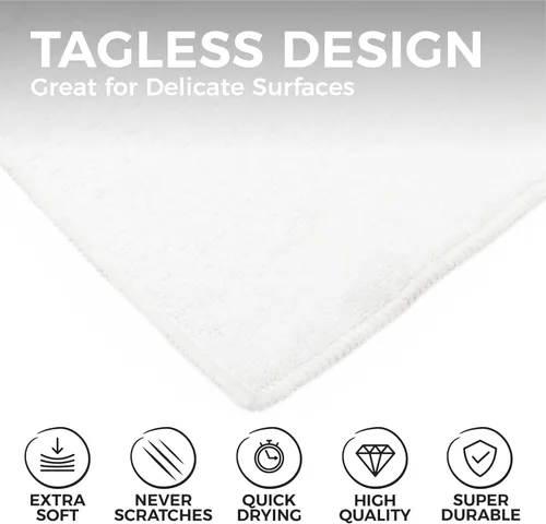 Miniatura 2 de (Paquete de 12) 12" x 12 in. toallas de limpieza de microfibra de grado comercial para usos múltiples, altamente absorbentes, sin pelusa, sin Blanco