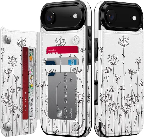 Miniatura 103 de FUNMIKO Funda tipo cartera para iPhone 13 con tarjetero, bloqueo RFID, protección de grado militar y obras de arte impresas con rayos UV, cierre