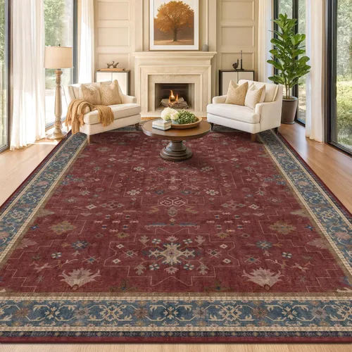 Miniatura 180 de Alfombra Boho Negra para Sala de Estar - Alfombra de Área Lavable de 10x14 Pies, Alfombras de Comedor para Debajo de la Mesa, Alfombra Suave de Pelo