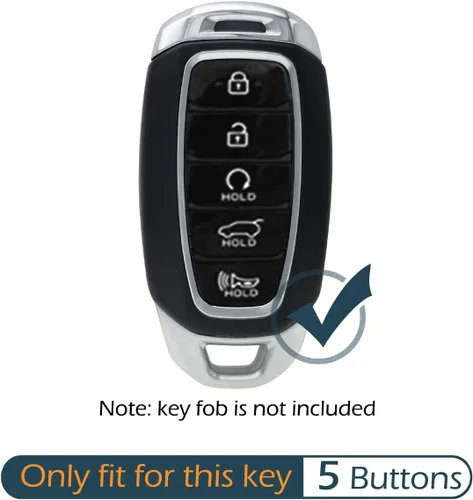 Miniatura 2 de 2 fundas de silicona para llavero de 5 botones, funda para control remoto, sin llave, protector de goma compatible con Hyundai Palisade