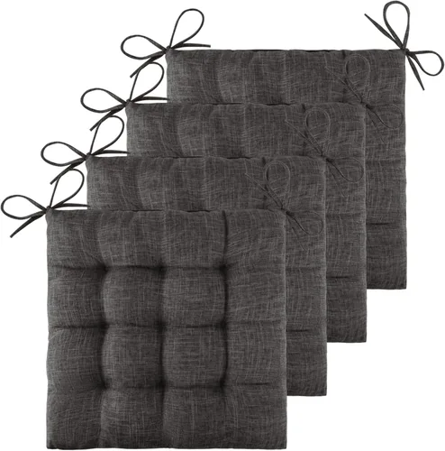 Miniatura 12 de ELFJOY Paquete de 4 cojines para sillas de comedor, cojines para sillas de cocina, oficina, cojín cuadrado copetudo con lazos