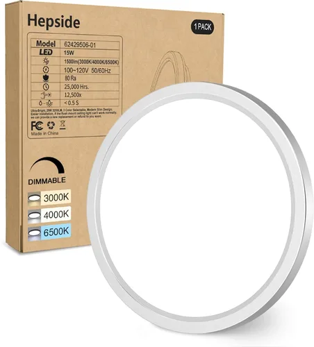 Miniatura 22 de hepside Paquete de 1 lámpara de techo LED de montaje empotrado, color negro, 12 pulgadas, 28 W, regulable 3000K-4500K-6000K, lámpara de techo de 3