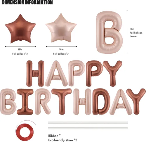 Miniatura 2 de CANREVEL Cartel de feliz cumpleaños, 13 letras de papel de aluminio de Mylar de 16 pulgadas con 6 globos de estrella, decoraciones de fiesta