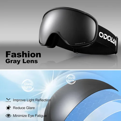 Miniatura 6 de Odoland Gafas de esquí de nieve S2 de doble lente antivaho OTG a prueba de viento UV400 para hombres, mujeres y jóvenes, esquí, snowboard