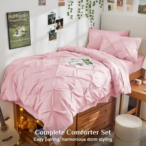 Miniatura 6 de JOLLYVOGUE Juego de edredón tamaño individual de 5 piezas – Juego de ropa de cama tamaño individual en una bolsa para todas las estaciones