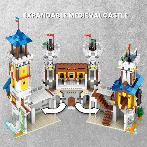 Miniatura 5 de JMBricklayer Juego de construcción de castillo medieval para adultos, ideas de modelo de casa, juego de construcción con luz LED, coleccionable