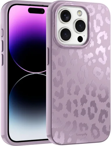 Miniatura 44 de SCORPIFY Funda para iPhone 15 Pro Max [Compatible con MagSafe] con Diseño de Estampado de Leopardo Guepardo Negro Mate, Linda Funda Magnética