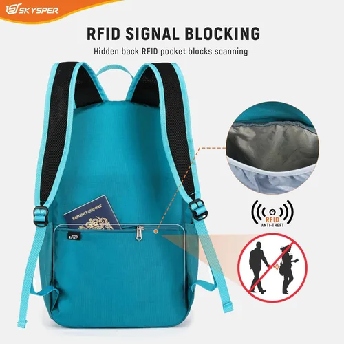 Miniatura 2 de SKYSPER Mochila pequeña de senderismo para hombres y mujeres, 20L, RFID, mochila plegable ultraligera y plegable, mochila de viaje ligera y plegable