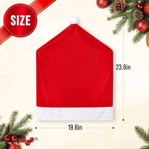 Miniatura 2 de Smiry - Juego de 4 fundas para sillas navideñas, con diseño de gorro rojo de Papá Noel, para el comedor, fundas extraíbles y lavables