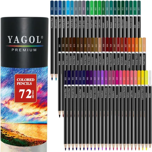 Yagol - Lápices de color para libros de colorear para adultos, juego de 72 lápices de colores, lápices de colores de núcleo blando para libros de