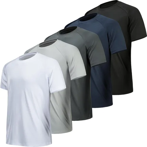 Miniatura 13 de MLYENX Paquete de 7 camisetas de entrenamiento para hombre, secado rápido, absorben la humedad, camisetas atléticas para hombre