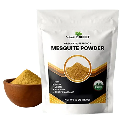 Mesquite Powder USDA certificado sin OMG, proteína vegana superalimento de fibra natural, perfecto para batidos y hornear, 16 onzas