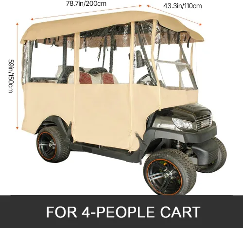 Miniatura 2 de Happybuy Golf Cart Enclosure, 4-Person Golf Cart Cover, 4-Sided Fairway Deluxe, 300D Waterproof Driving Enclosure with Transparent Windows, Fit for