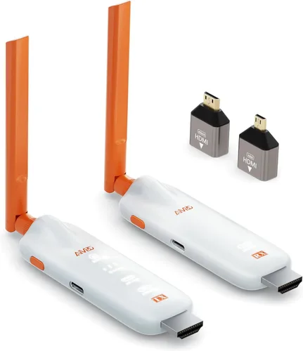 TIMBOOTECH Wireless HDMI Receiver and Transmitter with LED Screens, Up to 6 RXs, 4K/1080P HD Output, 5.8GHz, Wireless HDMI Splitter for