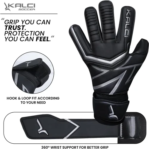 Miniatura 4 de Kalci Guantes de portero de fútbol con acolchado de espuma de látex para niños/adultos, protección de dedos transpirables, guantes de portero
