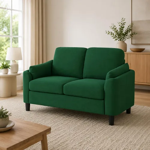 Miniatura 7 de 57" Small Loveseat Sofa, Mid Century Modern Love Seat Couch with Back Cushions and Plastic Legs, 2 Seater Couches for Living Room, Bedroom, Small